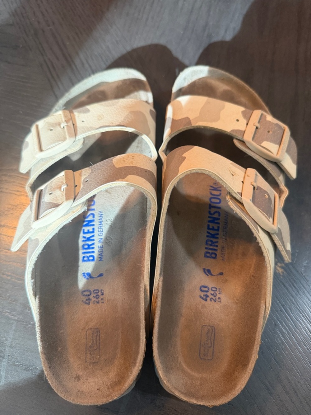 Birkenstock Two-Strap Sandals in Beige Camo